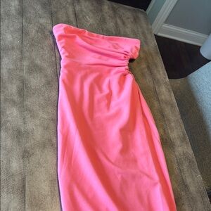 Hello Molly Pink One Shoulder Ruched Cocktail Dress